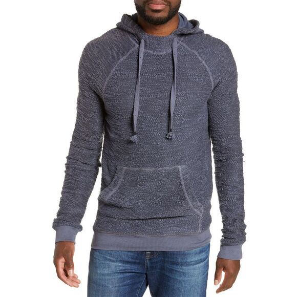 Mills Supply Mens Huntington Slub Hooded Sweatshirt Blue L - Picture 1 of 4